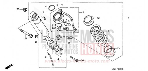 REAR CUSHION (NTV600K/M/650K/L/M/P) NTV650P de 1993